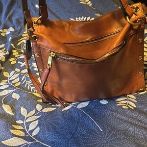 Fossil Tan Leather Shoulder Bag with Gold Hardware Beautiful Bag